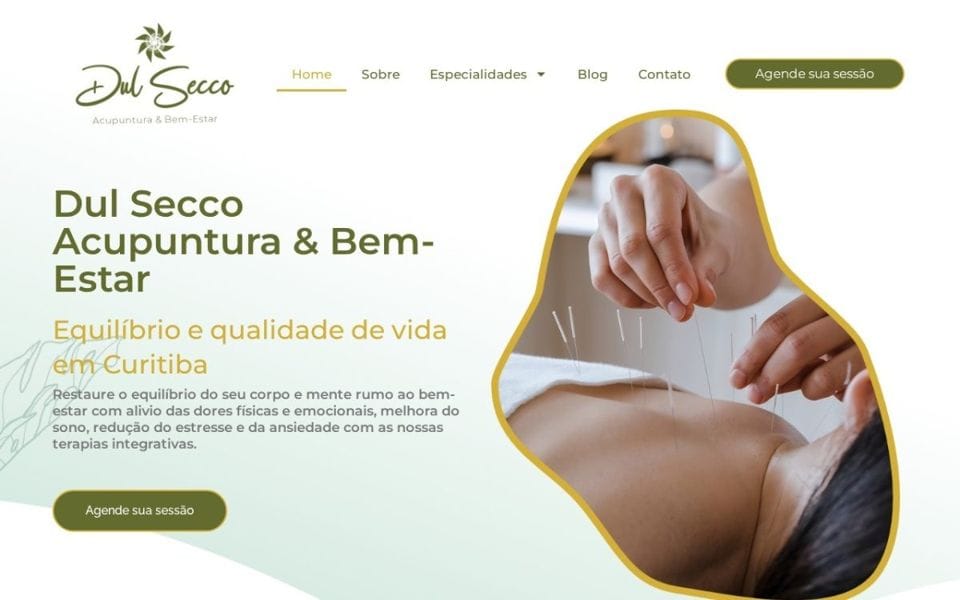 Criação de sites em Curitiba 10 Página inicial do site da Dul Secco Terapias Integrativas, criado pela Lab Growth